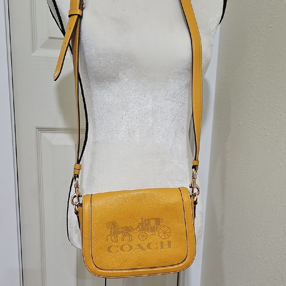 Coach Yellow Leather Crossbody Bag with Silver Hardware